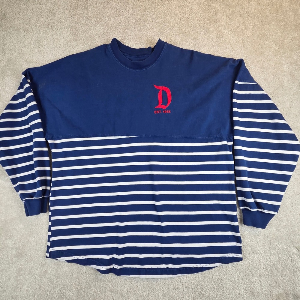 Disney Parks Spirit Jersey Disneyland Resort Navy Blue Striped Long Sleeve M